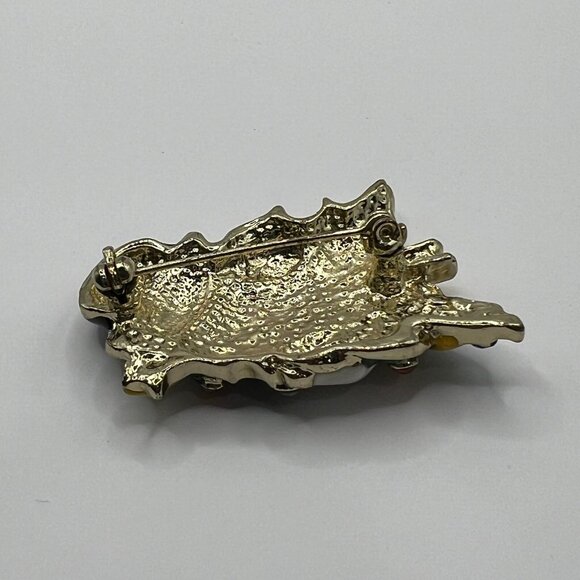 Vintage Snowman Brooch White Green Enamel‎ and Crystal Accent Pin - Picture 7 of 7